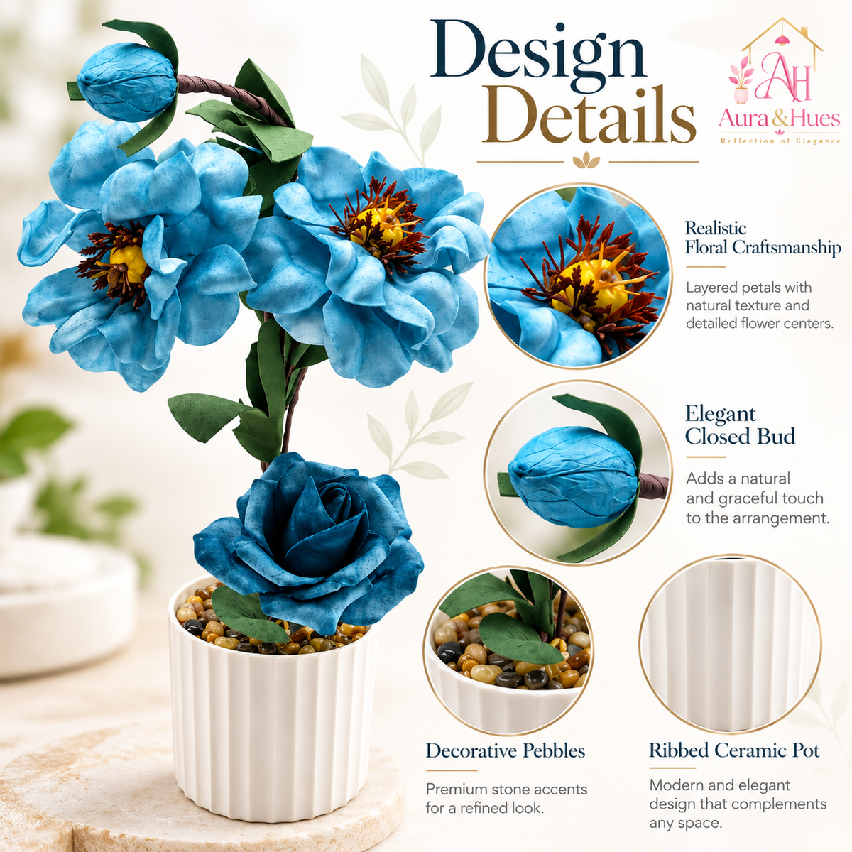 Plant Flowers with Pastic Base