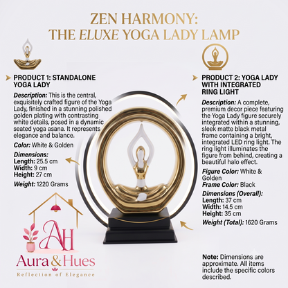 Aura & Hues 14-Inch Electroplated Yoga Pose Lady Sculpture in Metal Frame - Silver & Gold