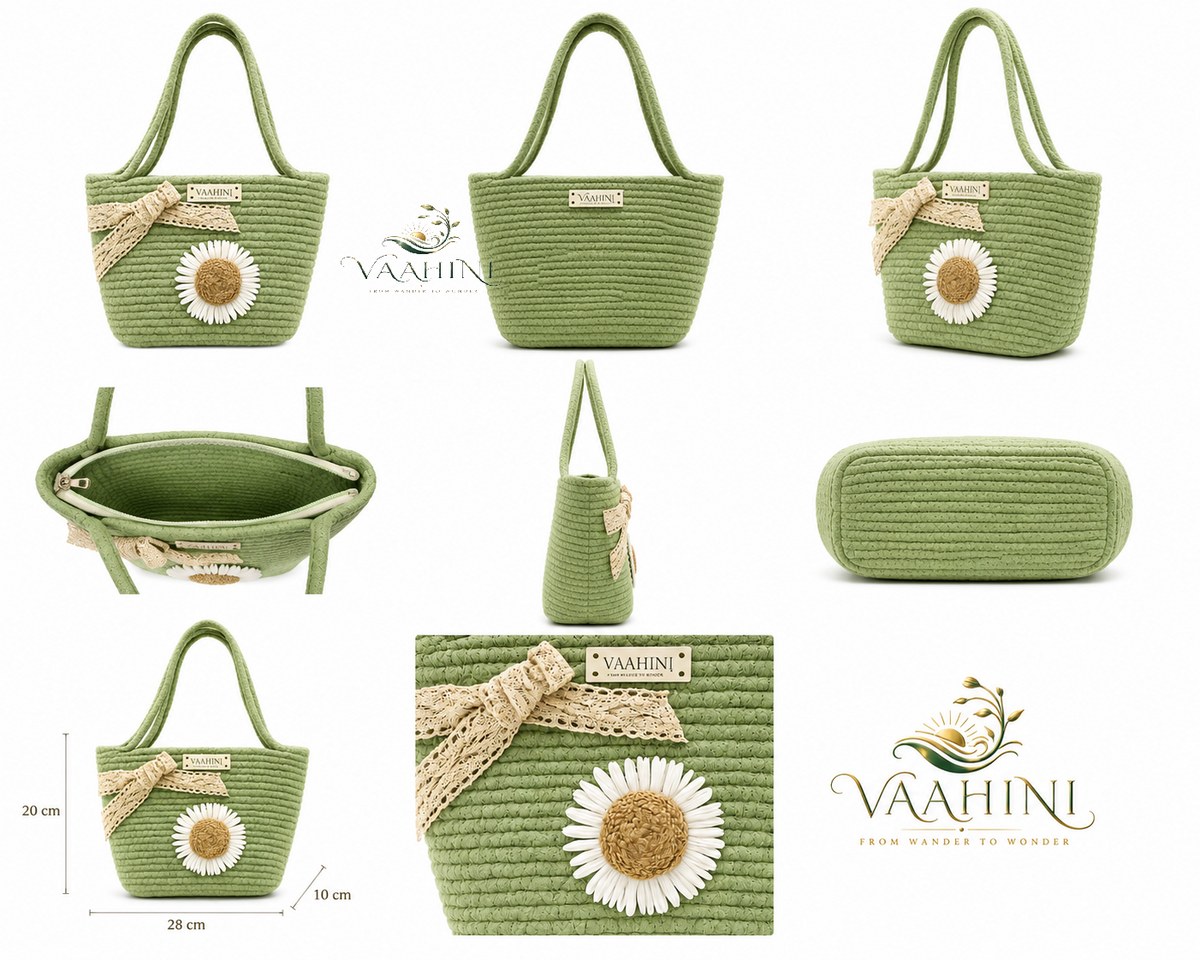 Vaahini Cotton Rope Daisy Handbag - Gift box packaging