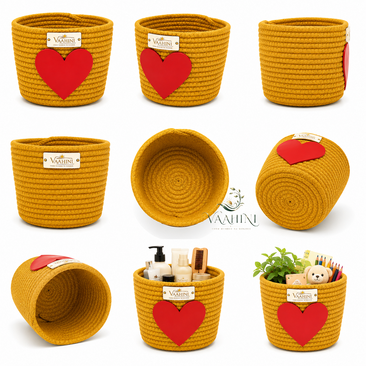 Vaahini Cotton Rope Gift Basket with Heart - Lifestyle