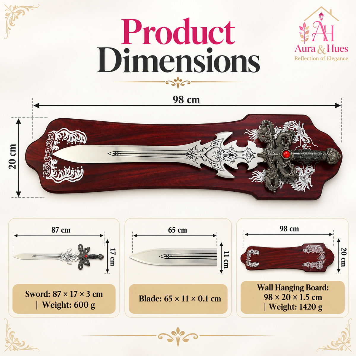 Swords - Fantasy Red Diamond Sword with Wall Hanging Board