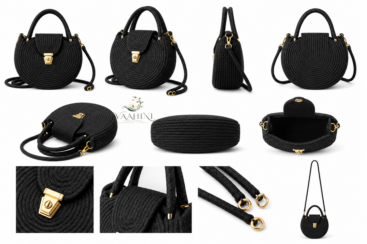 Vaahini Cotton Rope Round Sling Bag - Gift packaging