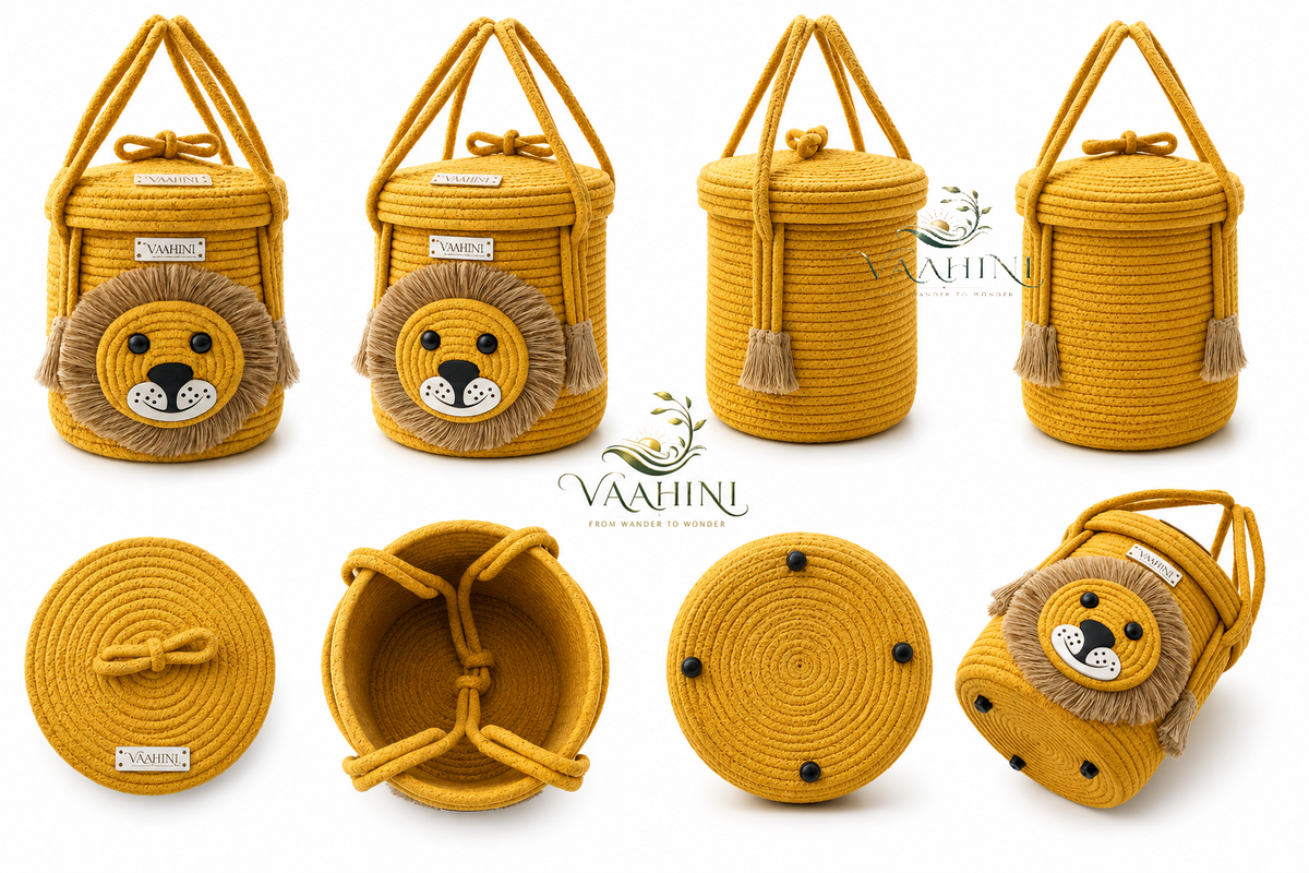 Vaahini Lion Cotton Rope Basket - Gift Presentation