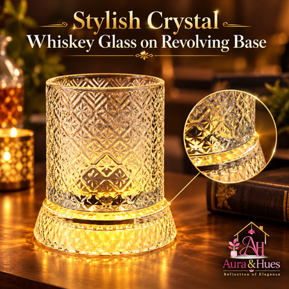 Aura & Hues Luxury Twist Whiskey Glass with Embossed Stars Pattern Single Cocktail and Rocks Tumbler for Home Bar and Gifting
