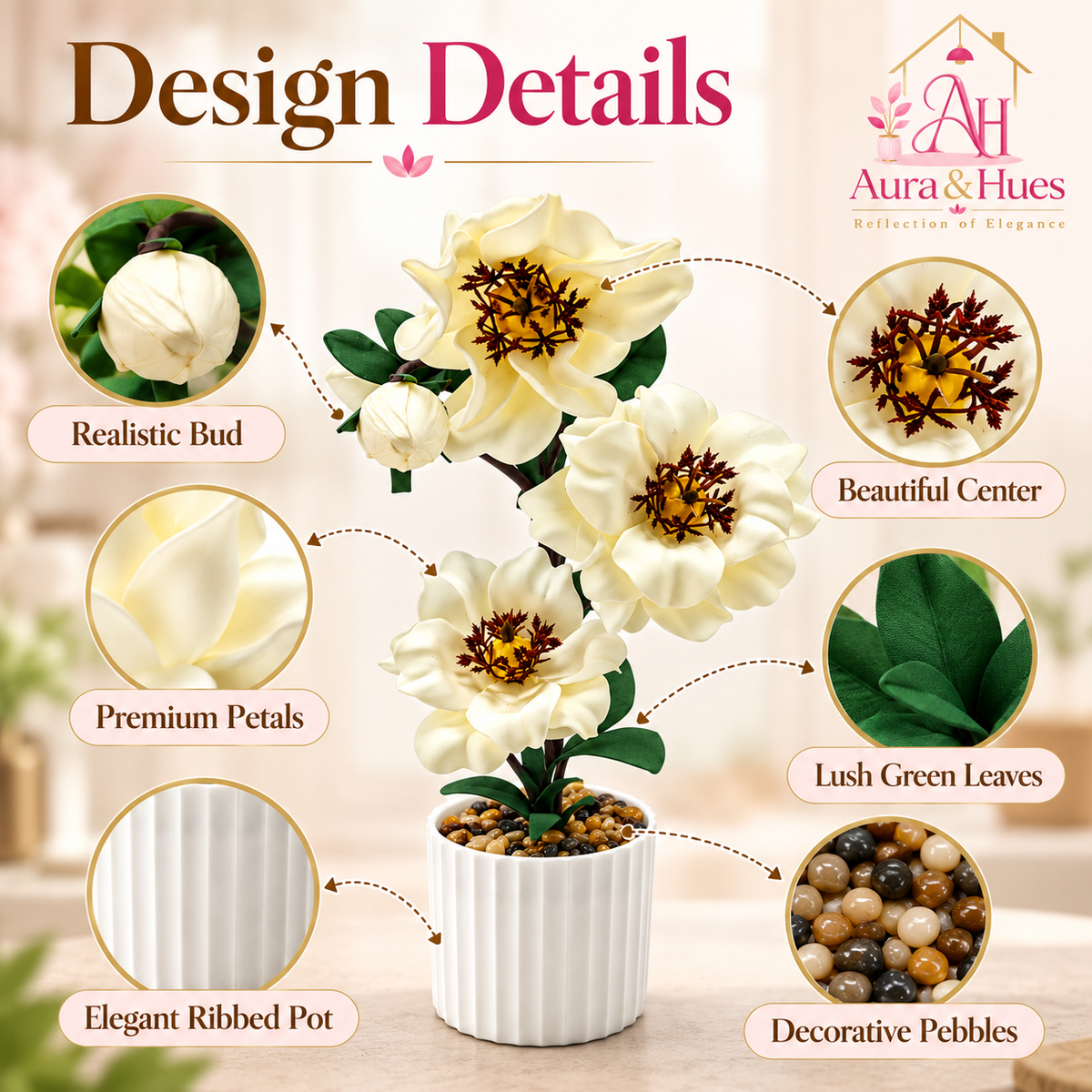 Plant Flowers with Pastic Base