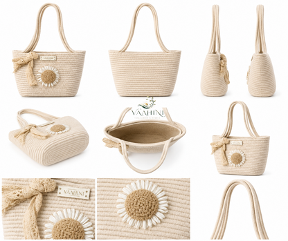 Vaahini Cotton Rope Daisy Handbag - Multiple Angles