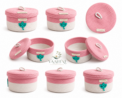 Vaahini Ganpati Basket with logo - Pink White