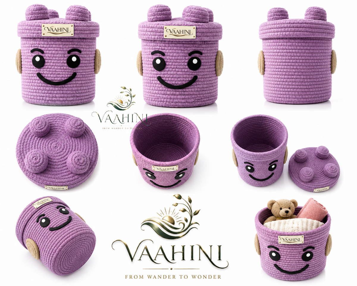 Vaahini Cotton Rope Smiley Basket - gift filled with love and joy