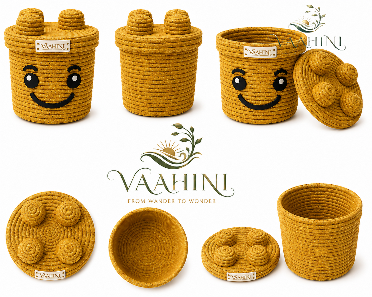 Vaahini Cotton Rope Smiley Basket - Lifestyle Shot