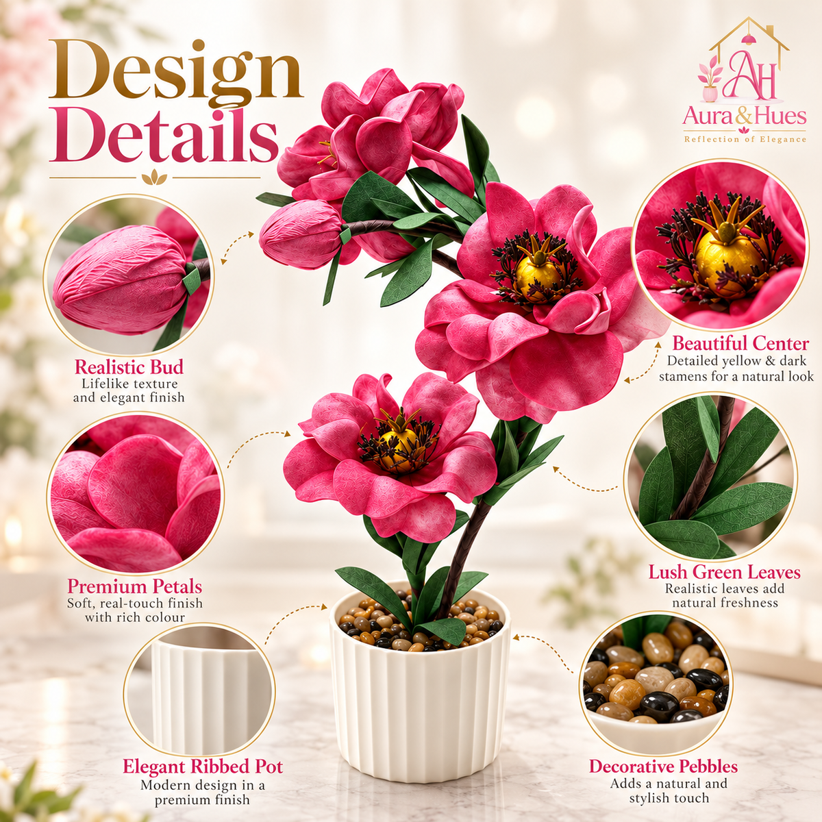 Plant Flowers with Pastic Base