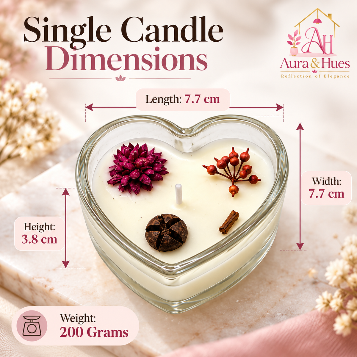 Candles Heart Shaped in Glass 4 Pcs. Set