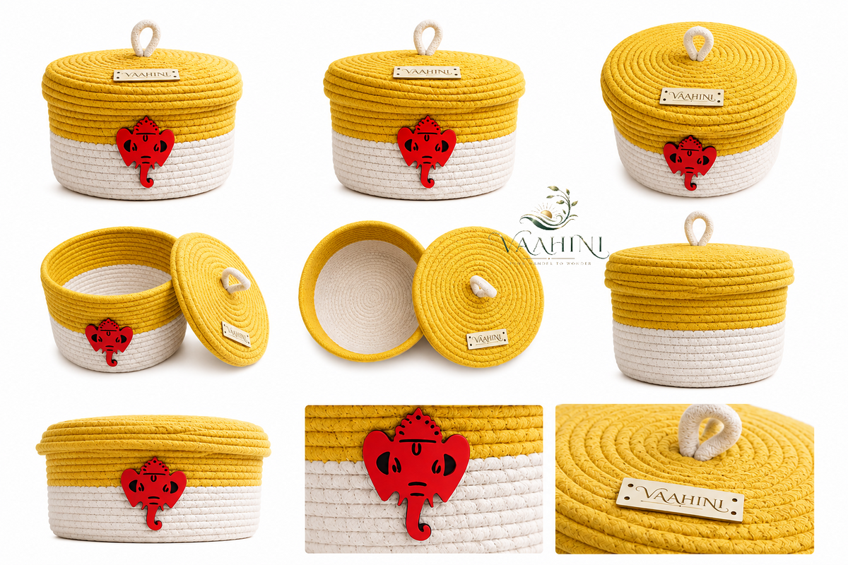 Vaahini Ganpati Cotton Rope Basket - Multiple Angles