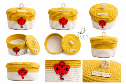 Vaahini Ganpati Cotton Rope Basket - Multiple Angles