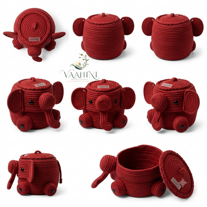 Vaahini Cotton Rope Elephant Basket - front view