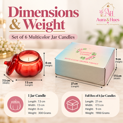Candles in 6 Round Jars Set