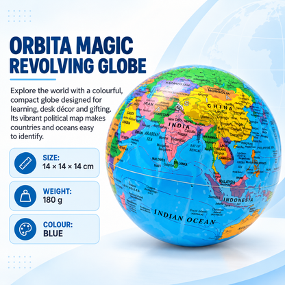 Aura & Hues 6-Inch Revolving World Globe with Sturdy Stand - Blue & Gold Desktop Antique Decor