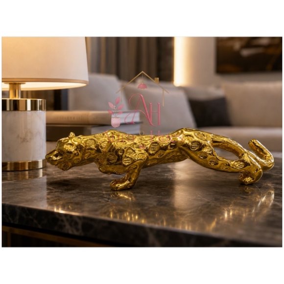 Royal Beast Golden Jaguar Decorative Showpiece