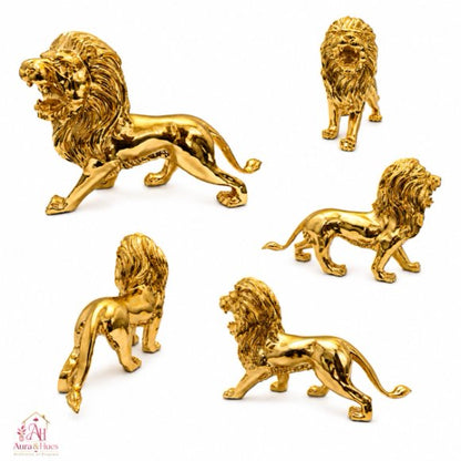 Royal Golden Lion Showpiece for Home Decor, Premium Metallic Finish