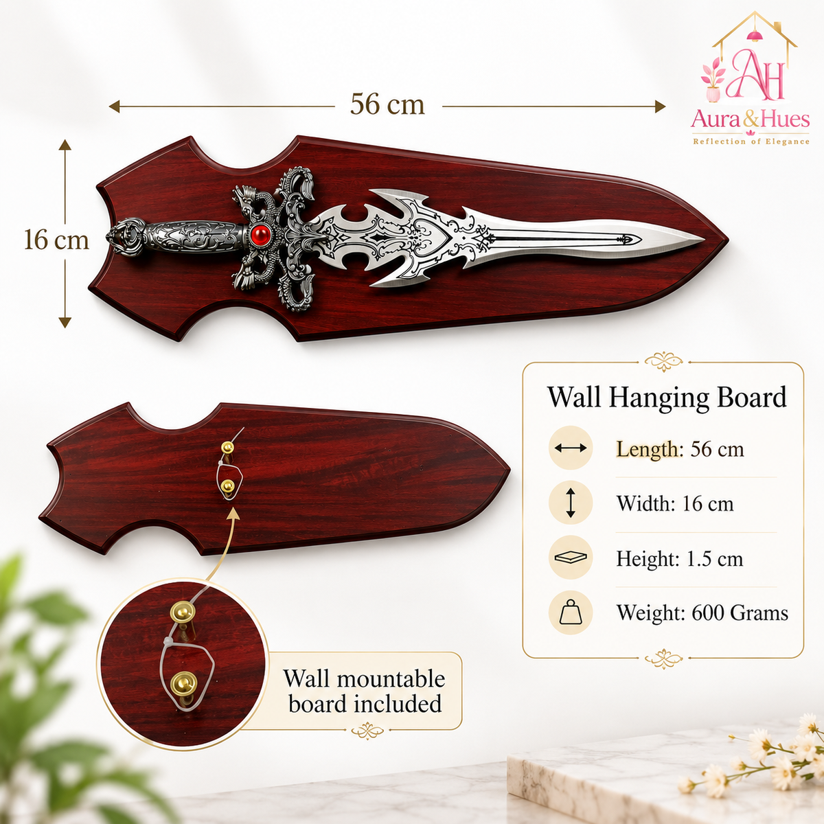 Swords - Fantasy Dragon Guard Red Diamond Sword with Wall Hanging Board