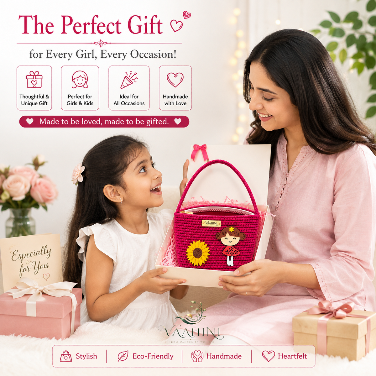 Vaahini Cotton Rope Doll Sling Bag - Side View