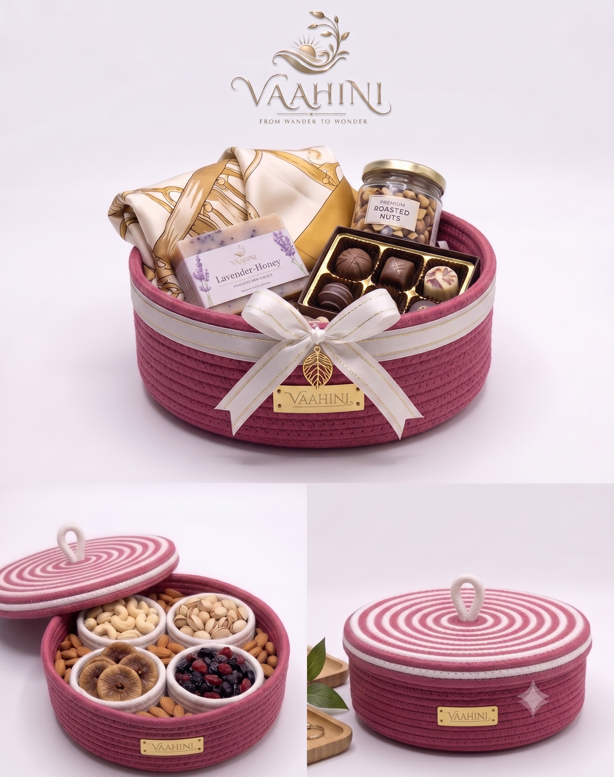 Vaahini Dry Fruit Basket product detail and lid view