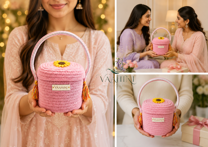 Vaahini gift basket in a hamper setting