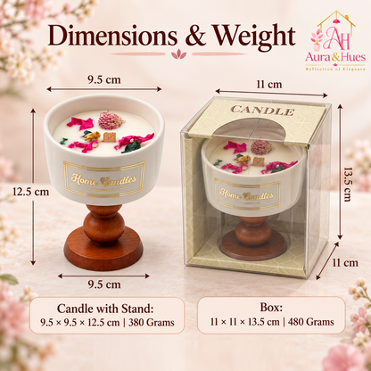 Candle with Wooden Pedestal Stand
