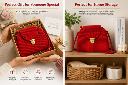 Vaahini Red Cotton Rope Sling Bag - Lifestyle Occasions