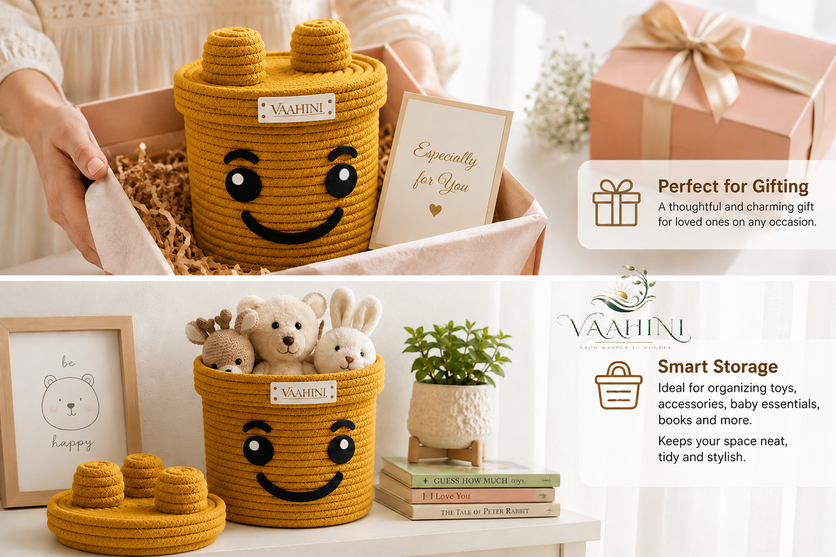 Vaahini Cotton Rope Smiley Basket - Smart Storage Use