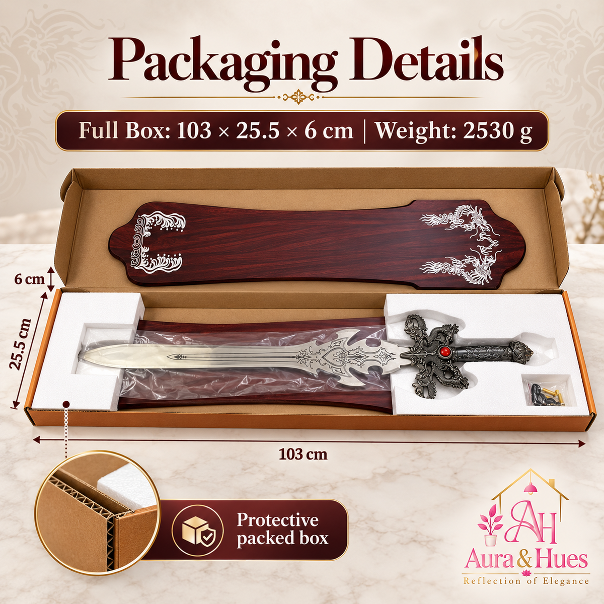 Swords - Fantasy Red Diamond Sword with Wall Hanging Board