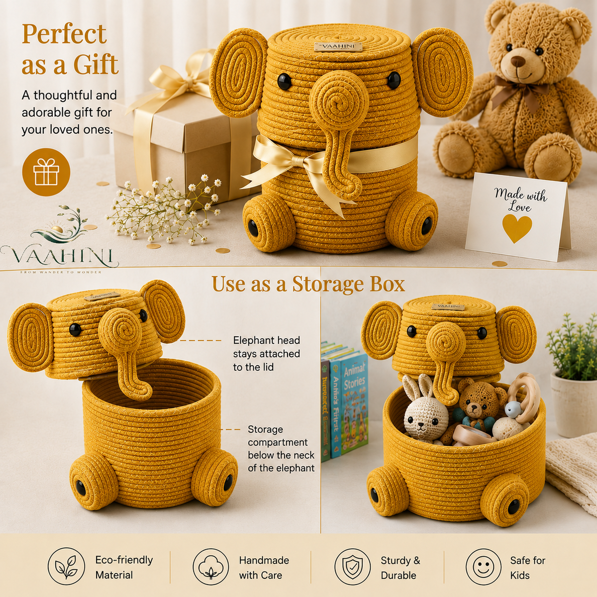 Vaahini Elephant Basket – Perfect Gift for Kids and Elders