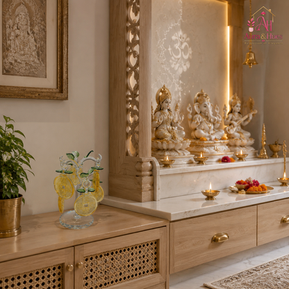 Aura & Hues Crystal Fortune Money Tree Handcrafted Golden Prosperity Coin Sculpture for Feng Shui Vastu Wealth Decor & Festive Office Gifting
