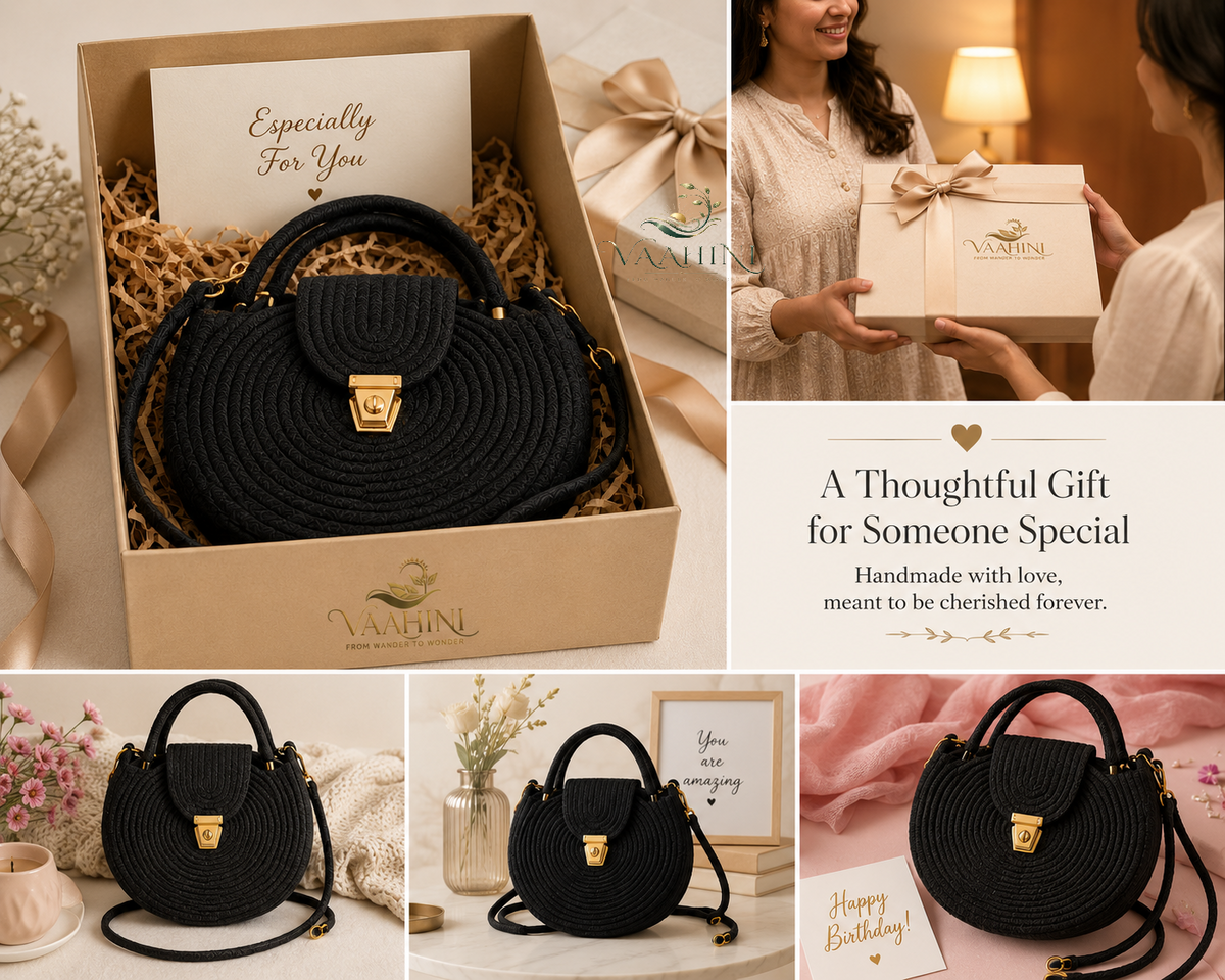 Vaahini Cotton Rope Round Sling Bag - Lifestyle shots