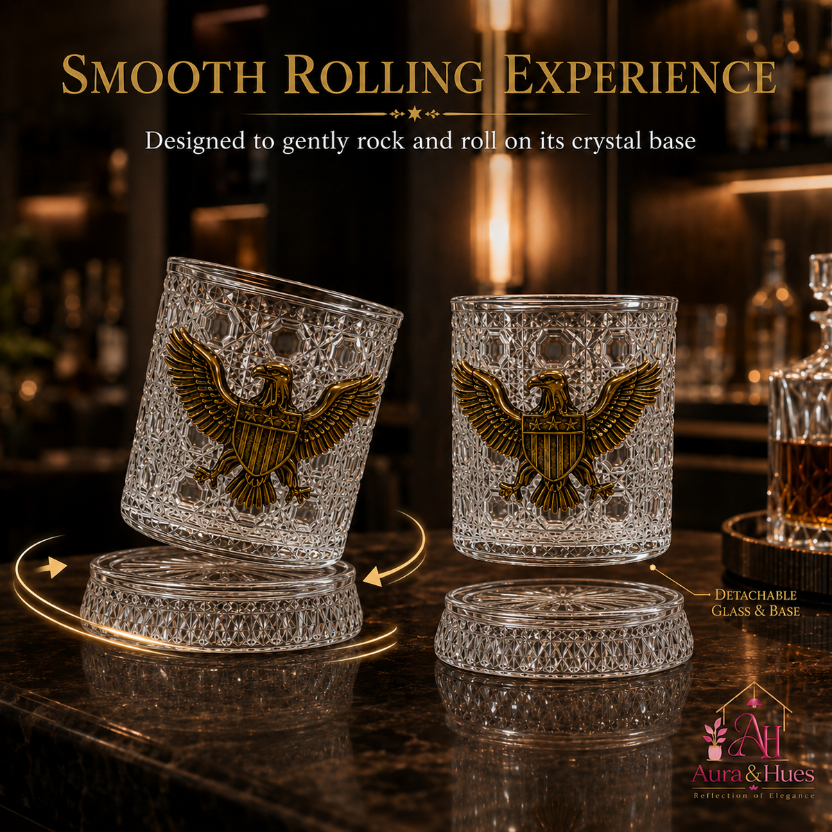 Aura & Hues Imperial Antique Silver Eagle Wine Glasses Set of 2 Handcrafted Embossed Metal Stemware Goblets for Bar Decor