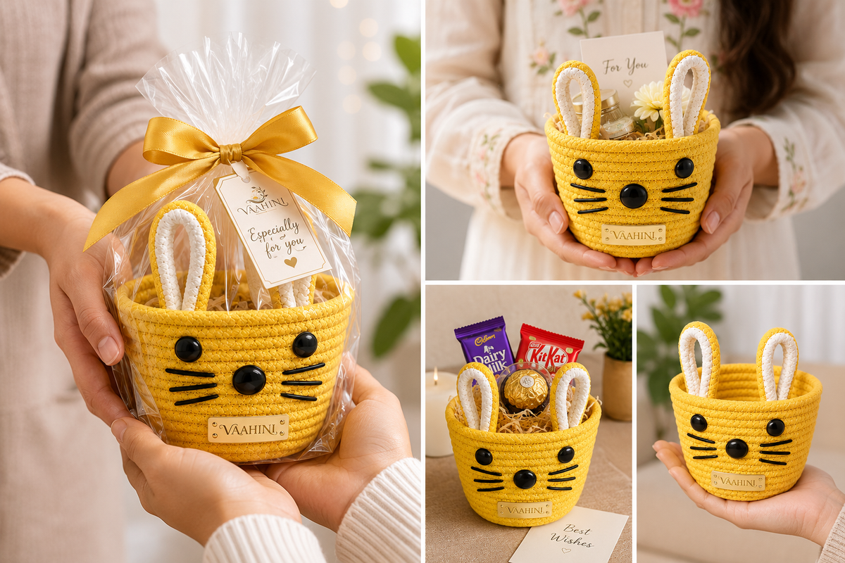 Vaahini Cotton Rope Cat Basket - Front View