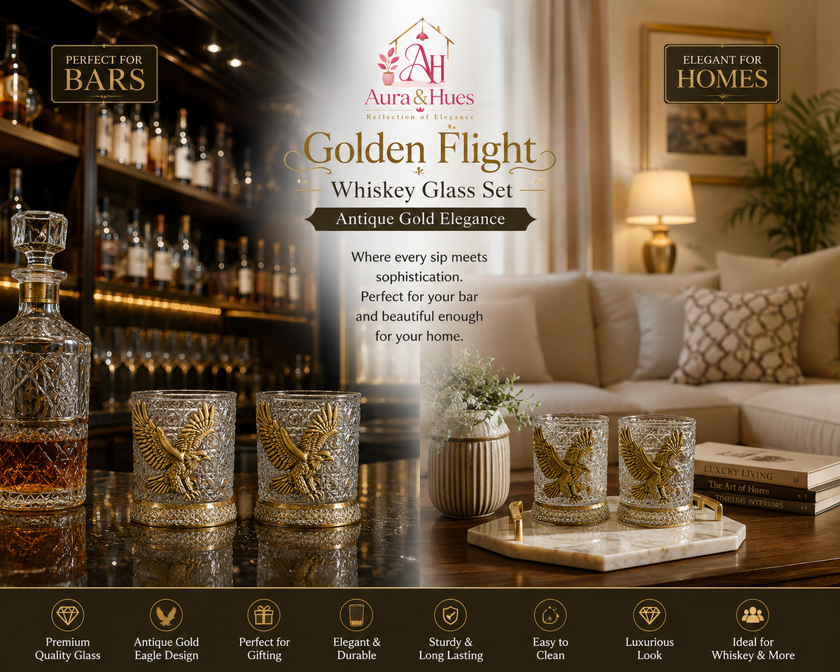 Aura & Hues Majestic Antique Brass Eagle Wine Glasses, Set of 2
