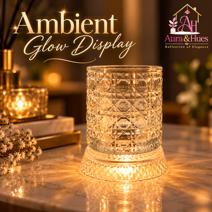 Aura & Hues Luxury Twist Whiskey Glass with Embossed Stars Pattern Single Cocktail and Rocks Tumbler for Home Bar and Gifting