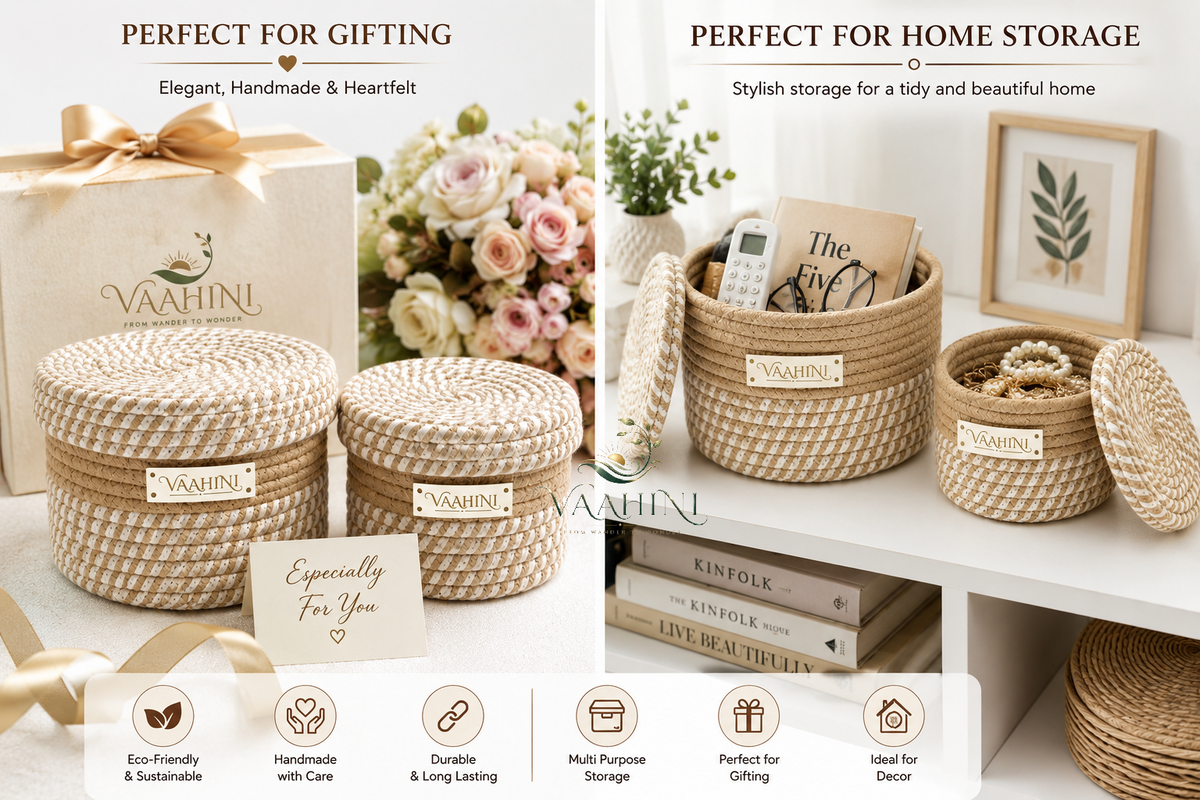 Vaahini Cotton Rope Basket Combo - Gift packaging