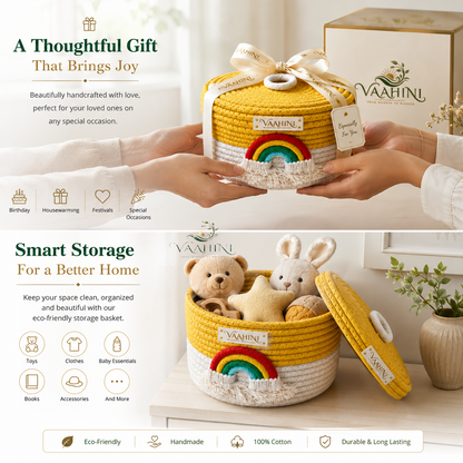 Vaahini Rainbow Cotton Rope Basket - Perfect gift for little smiles