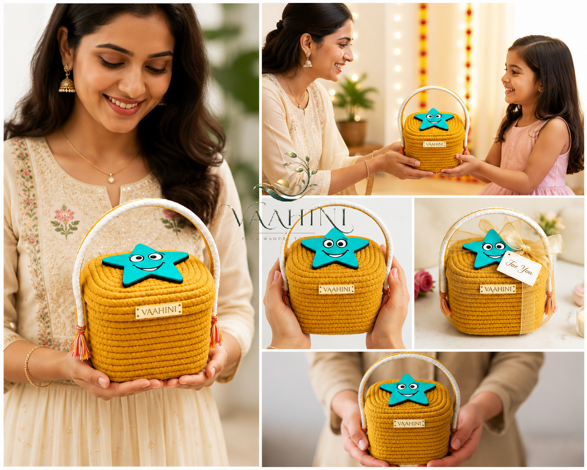 Vaahini Cotton Rope Gift Basket all views collage