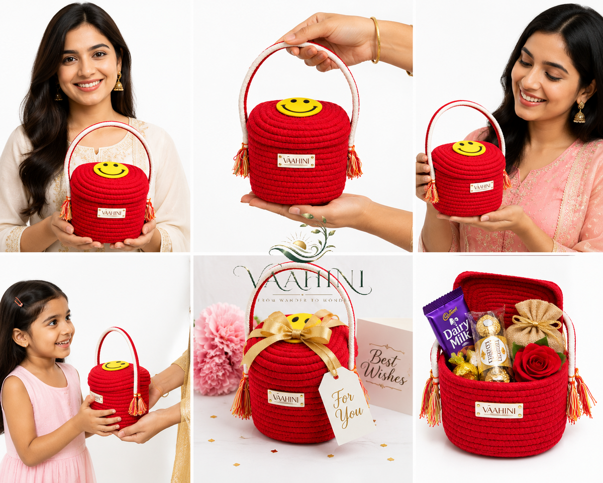Vaahini Cotton Rope Smiley Gift Basket - Lifestyle