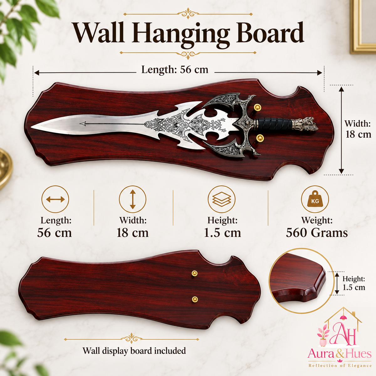 Swords - Fantasy Antique Head Sword with Wall Hanging Board
