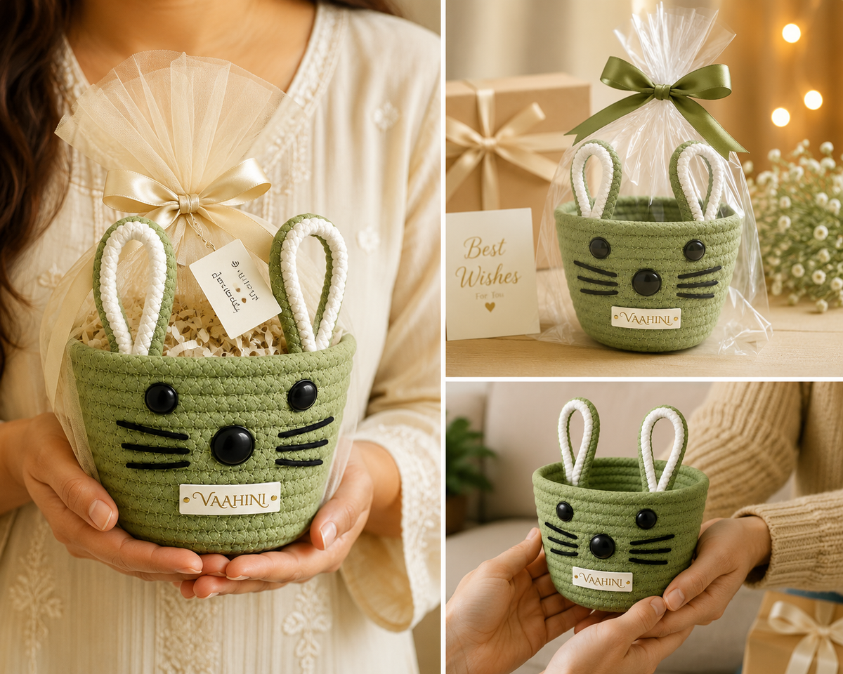 Vaahini Cotton Rope Cat Basket - Lifestyle