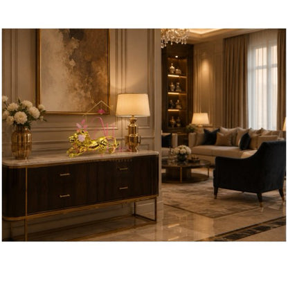 Royal Golden Lion Showpiece for Home Decor, Premium Metallic Finish