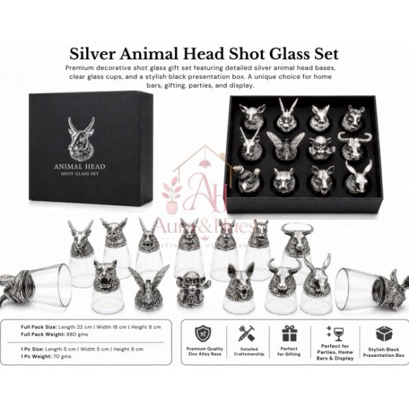Luxury Animal Head Shot Glass Set with Black Gift Box, Premium  Golden Finish Barware