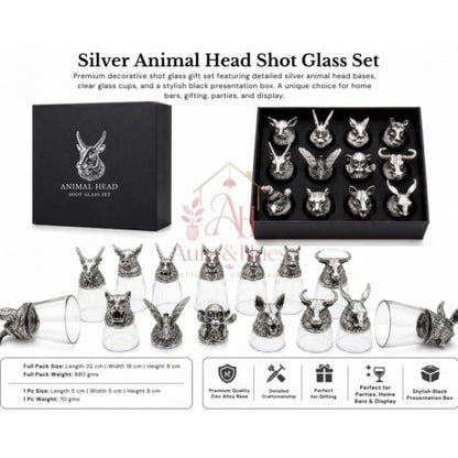 Luxury Animal Head Shot Glass Set with Black Gift Box, Premium  Golden Finish Barware