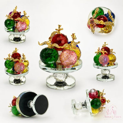 Multicolor Crystal Apples with Crystal pedestal Decorative Showpiece