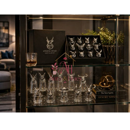 Luxury Animal Head Shot Glass Set with Black Gift Box, Premium  Golden Finish Barware