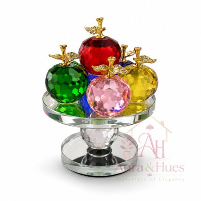 Multicolor Crystal Apples with Crystal pedestal Decorative Showpiece