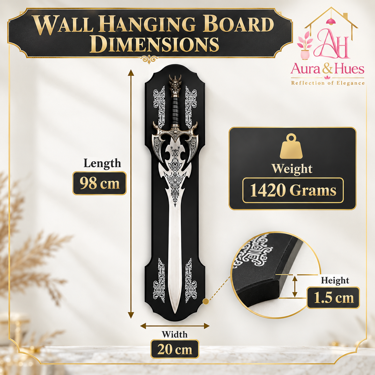 Swords - Fantasy Dragon Head Sword with Wall Hanging Board